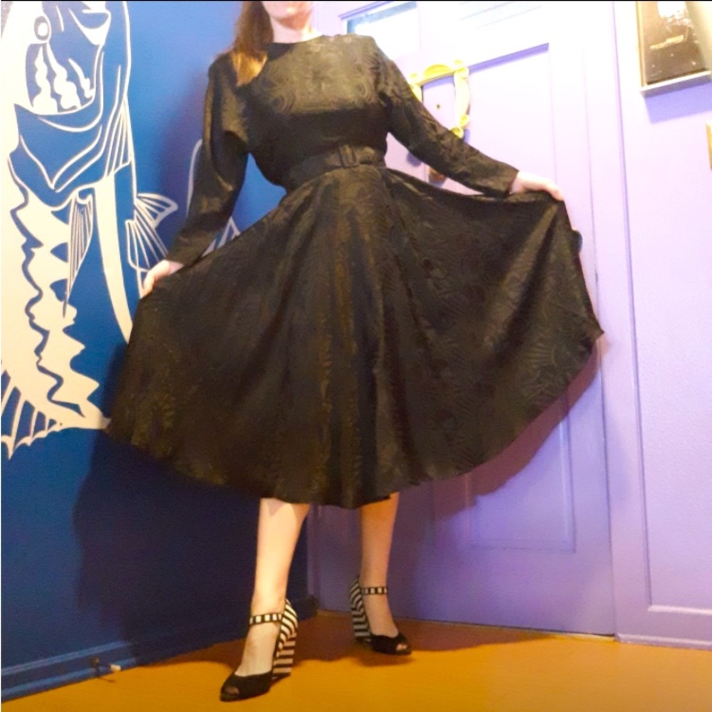 Elegant black vintage SILK dress